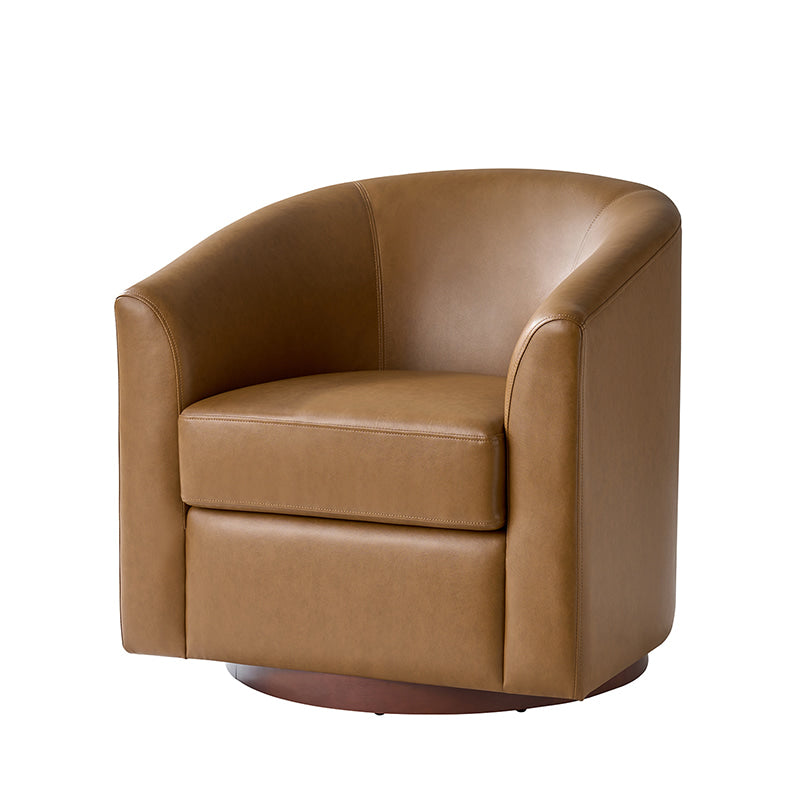 Sandy 360-Degree Swivel Barrel Faux Leather Chair for Living Room