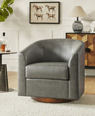 Sandy 360-Degree Swivel Barrel Faux Leather Chair for Living Room