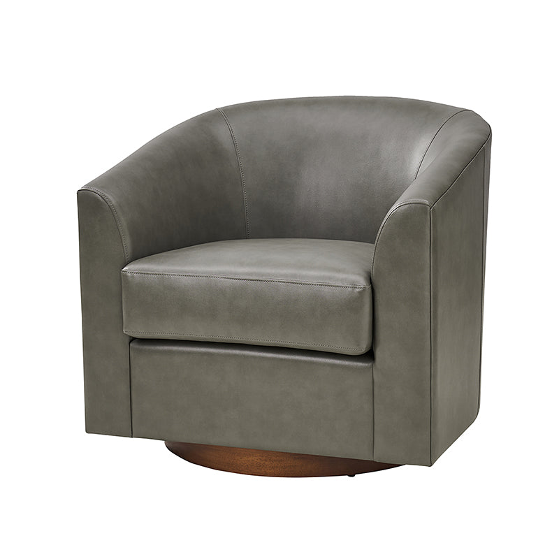 Sandy 360-Degree Swivel Barrel Faux Leather Chair for Living Room