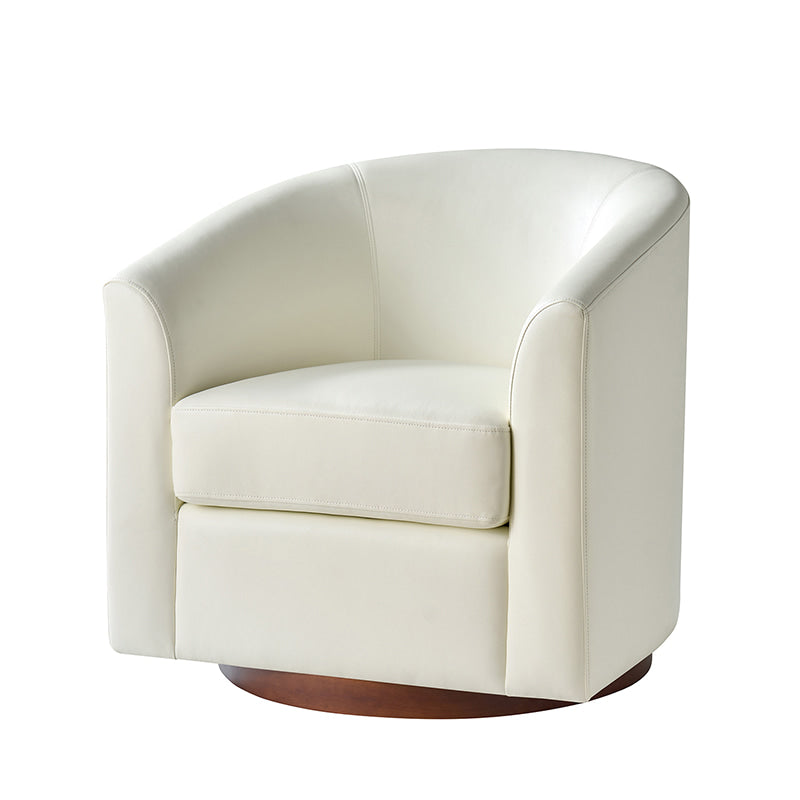 Sandy 360-Degree Swivel Barrel Faux Leather Chair for Living Room