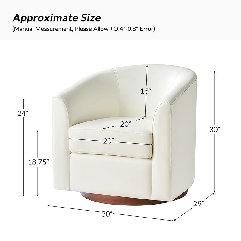 Sandy 360-Degree Swivel Barrel Faux Leather Chair for Living Room