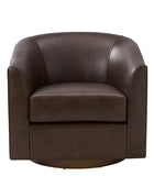 Cathy Geniun Leather Modern Swivel Barrel Chair With Solid Wood Base