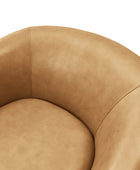 Cathy Geniun Leather Modern Swivel Barrel Chair With Solid Wood Base