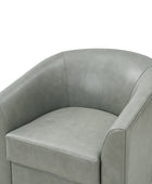 Cathy Geniun Leather Modern Swivel Barrel Chair With Solid Wood Base