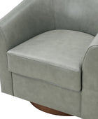 Cathy Geniun Leather Modern Swivel Barrel Chair With Solid Wood Base