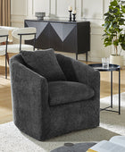 Lydia Upholstered Velvet Swivel Barrel Chair with Back Pillow