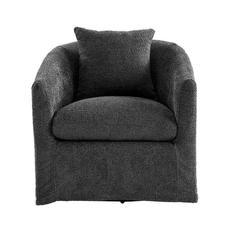 Lydia Upholstered Velvet Swivel Barrel Chair with Back Pillow