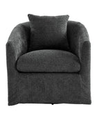 Lydia Upholstered Velvet Swivel Barrel Chair with Back Pillow