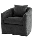 Lydia Upholstered Velvet Swivel Barrel Chair with Back Pillow