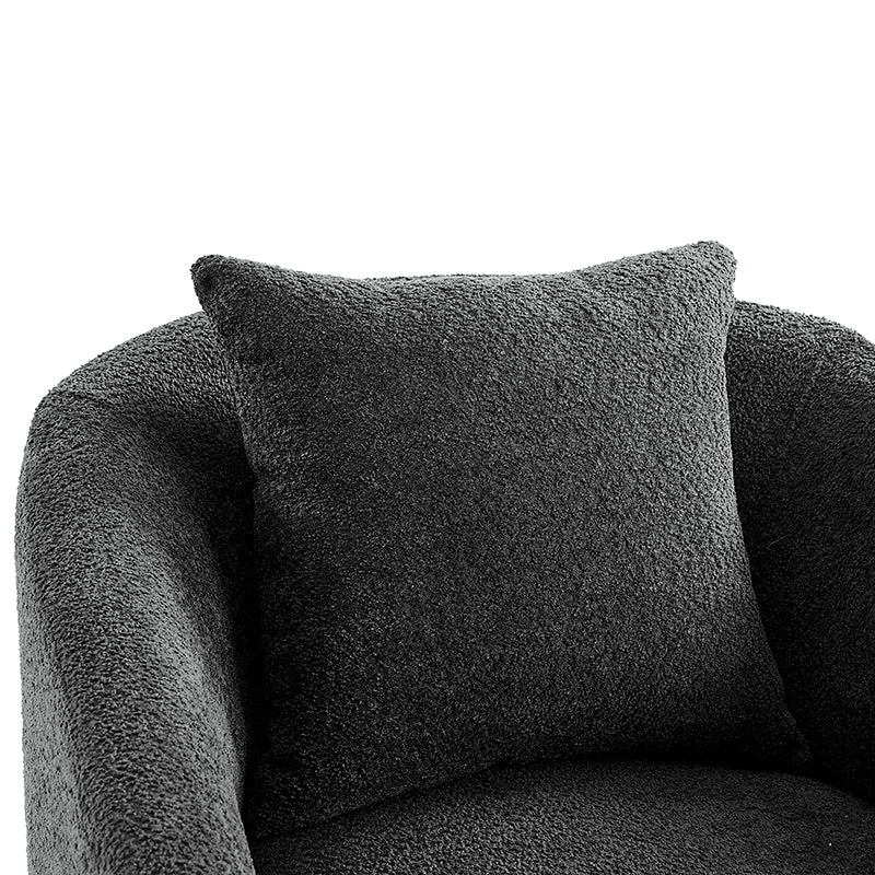 Lydia Upholstered Velvet Swivel Barrel Chair with Back Pillow