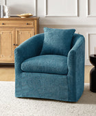 Lydia Upholstered Velvet Swivel Barrel Chair with Back Pillow