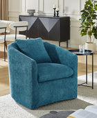 Lydia Upholstered Velvet Swivel Barrel Chair with Back Pillow