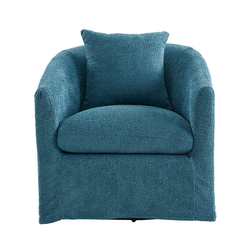 Lydia Upholstered Velvet Swivel Barrel Chair with Back Pillow