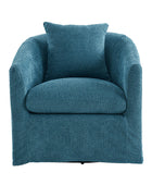 Lydia Upholstered Velvet Swivel Barrel Chair with Back Pillow