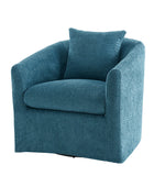 Lydia Upholstered Velvet Swivel Barrel Chair with Back Pillow