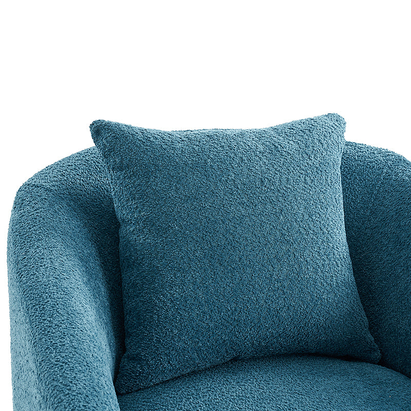 Lydia Upholstered Velvet Swivel Barrel Chair with Back Pillow