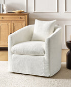 Lydia Upholstered Velvet Swivel Barrel Chair with Back Pillow