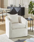 Lydia Upholstered Velvet Swivel Barrel Chair with Back Pillow