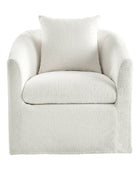 Lydia Upholstered Velvet Swivel Barrel Chair with Back Pillow