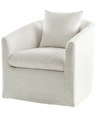 Lydia Upholstered Velvet Swivel Barrel Chair with Back Pillow