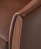 Clara Genuine Leather Swivel Barrel Chair With Solid Wood Base