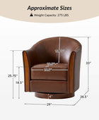 Clara Genuine Leather Swivel Barrel Chair With Solid Wood Base