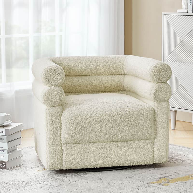 Benita 360-Degree Swivel Chair in Chenille Fabric with a Plush Pillow