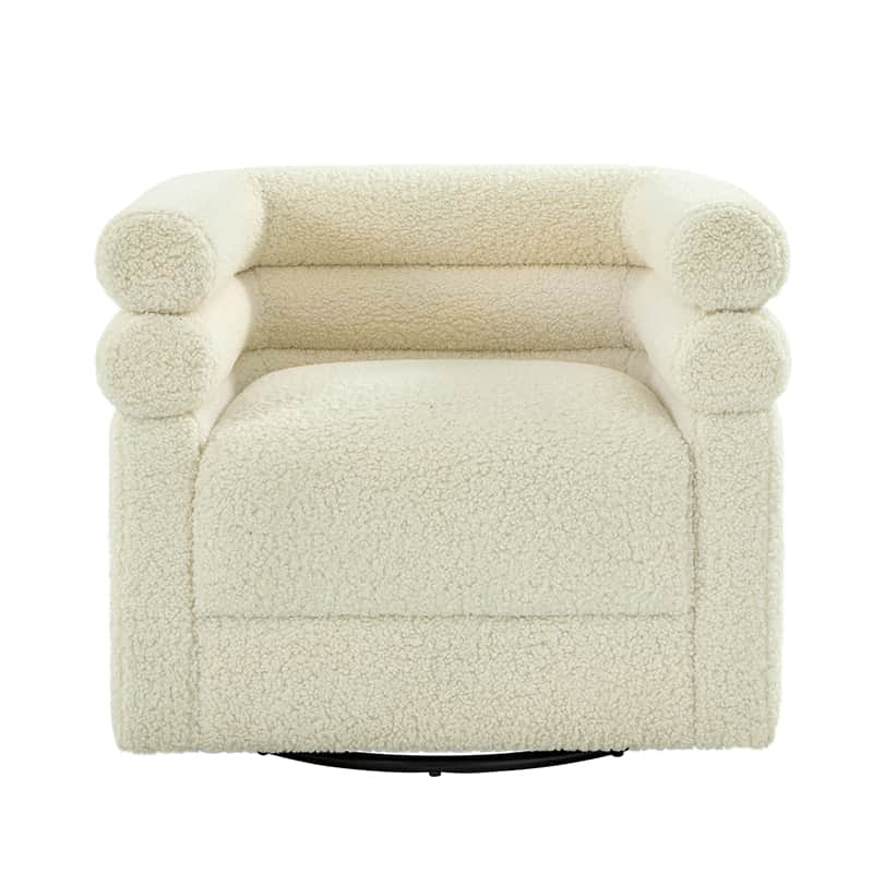 Benita 360-Degree Swivel Chair in Chenille Fabric with a Plush Pillow