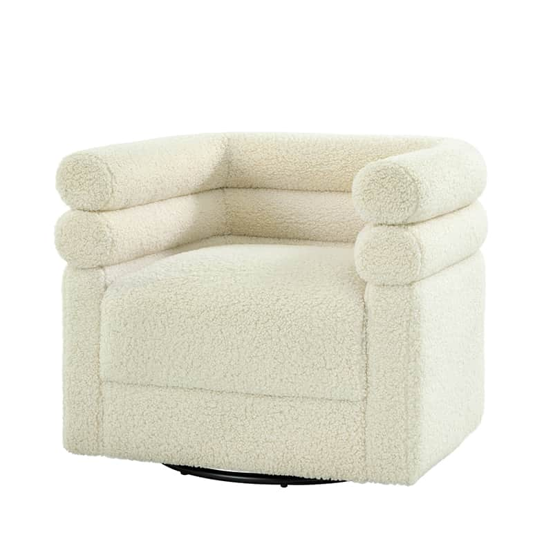 Benita 360-Degree Swivel Chair in Chenille Fabric with a Plush Pillow