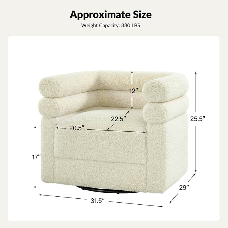 Benita 360-Degree Swivel Chair in Chenille Fabric with a Plush Pillow