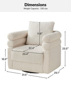 Benita 360-Degree Swivel Chair in Chenille Fabric with a Plush Pillow