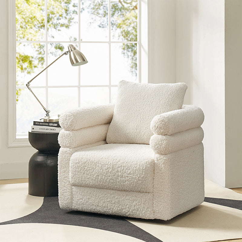 Benita 360-Degree Swivel Chair in Chenille Fabric with a Plush Pillow