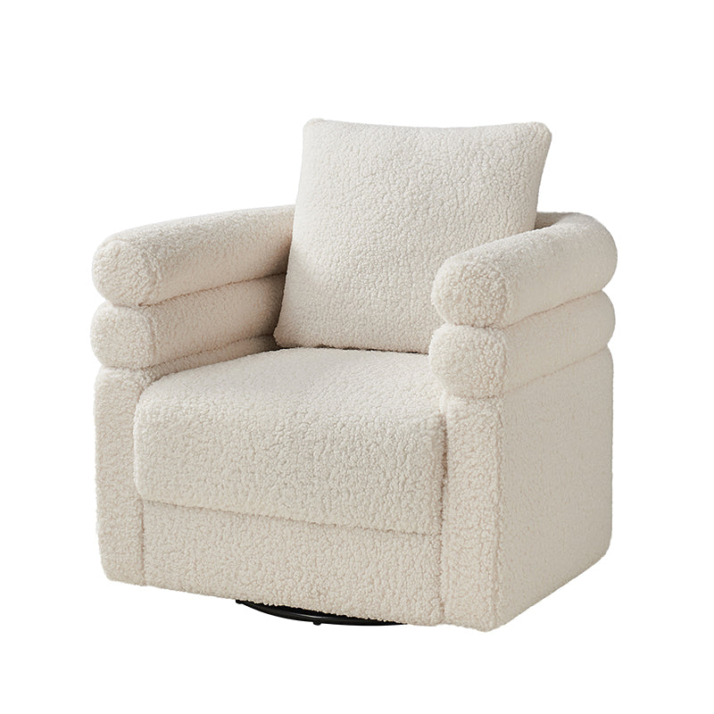 Benita 360-Degree Swivel Chair in Chenille Fabric with a Plush Pillow