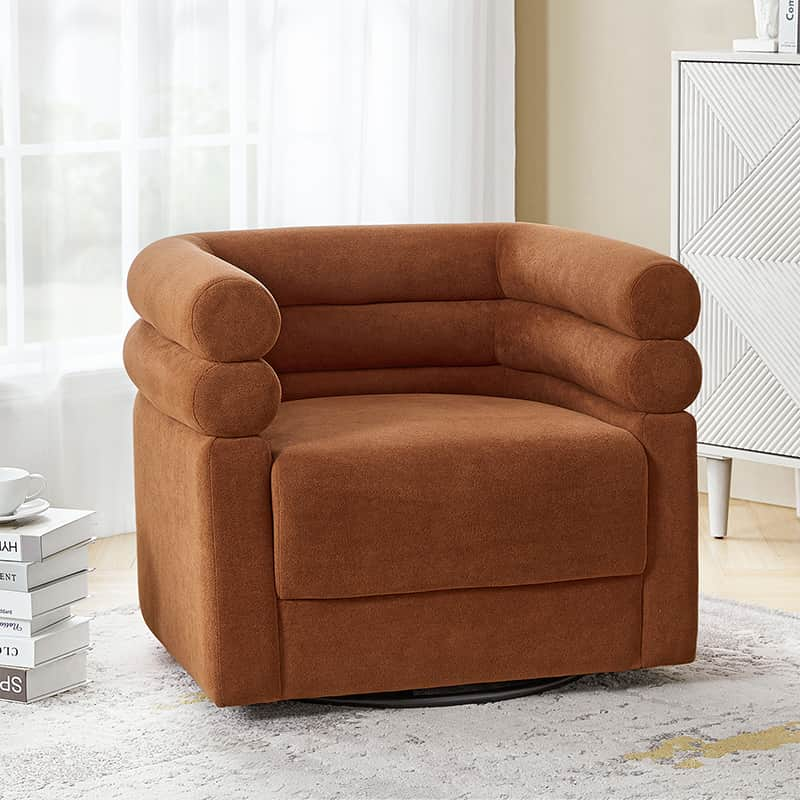 Benita 360-Degree Swivel Chair in Chenille Fabric with a Plush Pillow