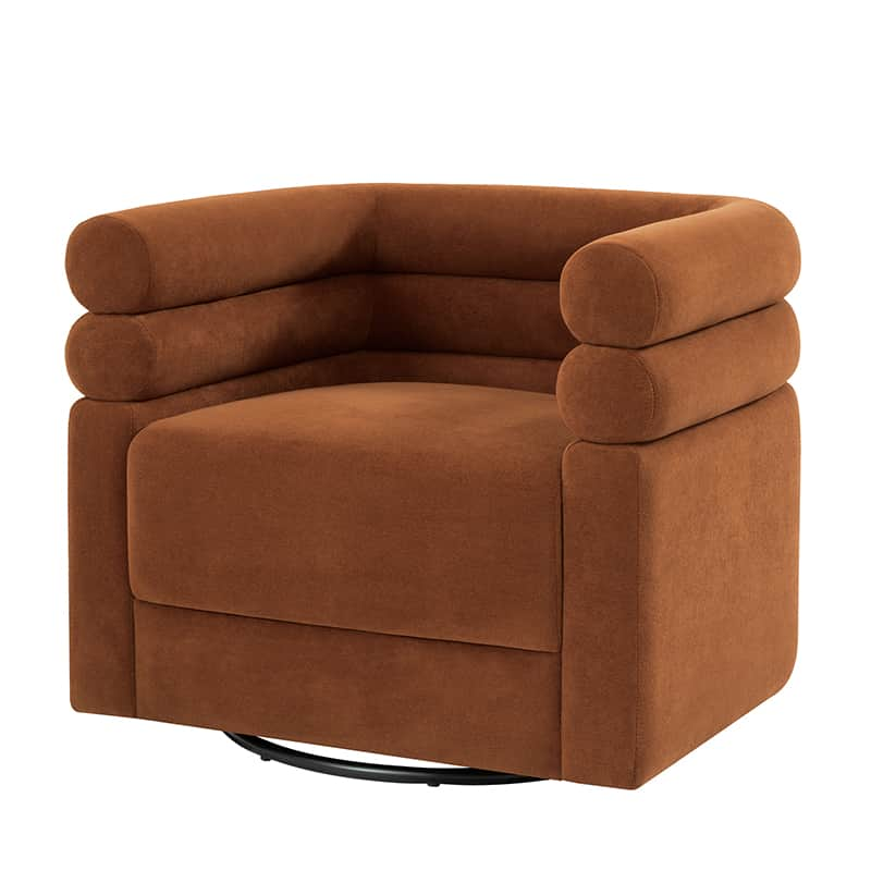 Benita 360-Degree Swivel Chair in Chenille Fabric with a Plush Pillow