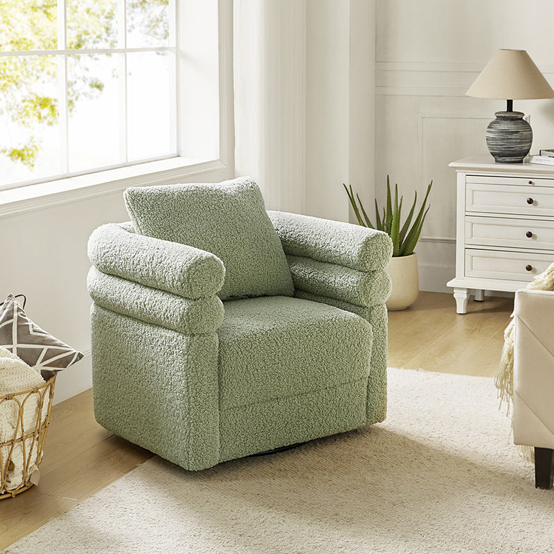 Benita 360-Degree Swivel Chair in Chenille Fabric with a Plush Pillow