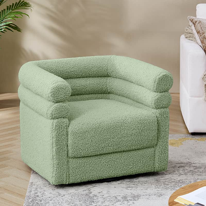 Benita 360-Degree Swivel Chair in Chenille Fabric with a Plush Pillow