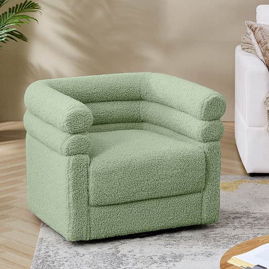 Benita 360-Degree Swivel Chair in Chenille Fabric with a Plush Pillow