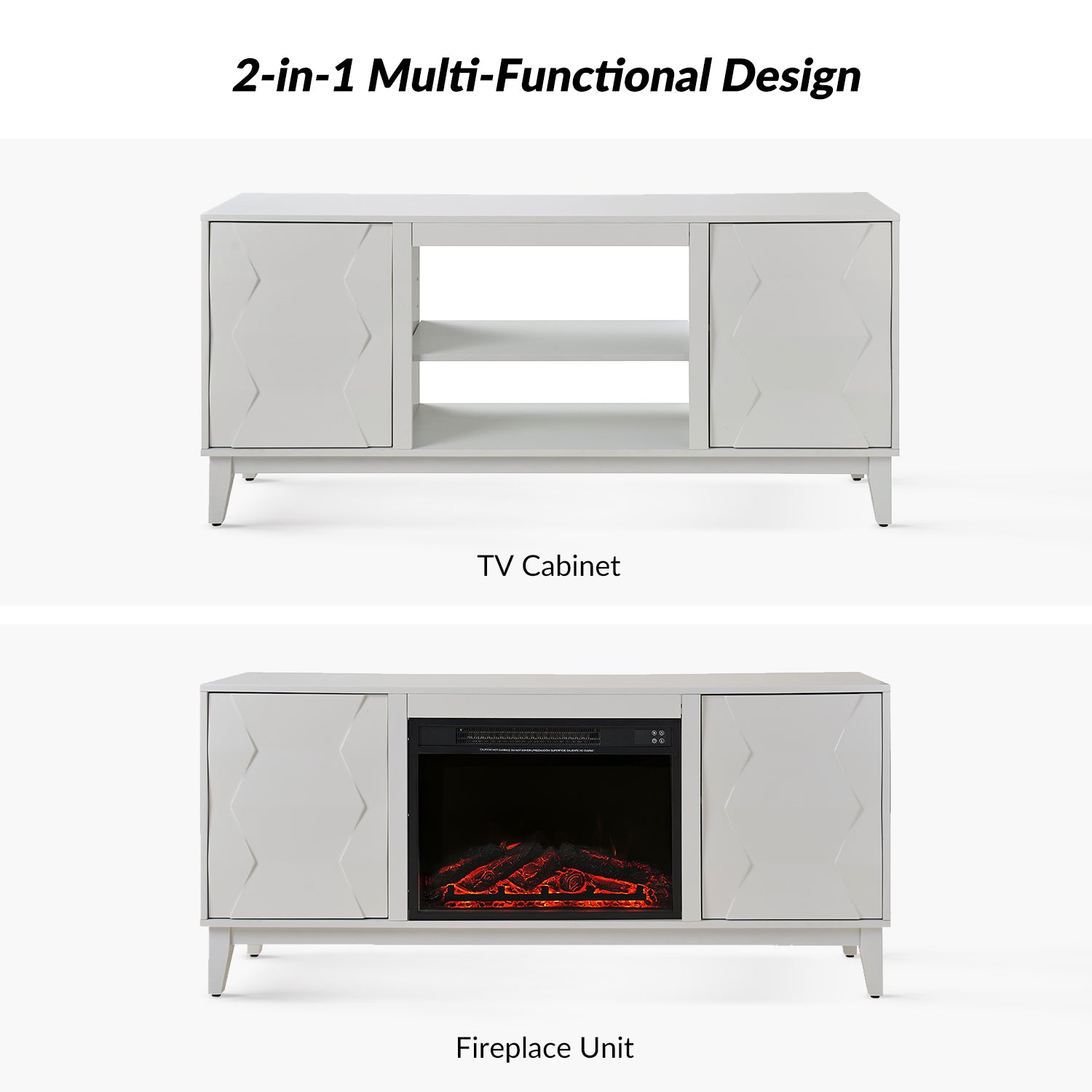 Kamu 58'' Wide Traditional TV Stand With  Electric Fireplace