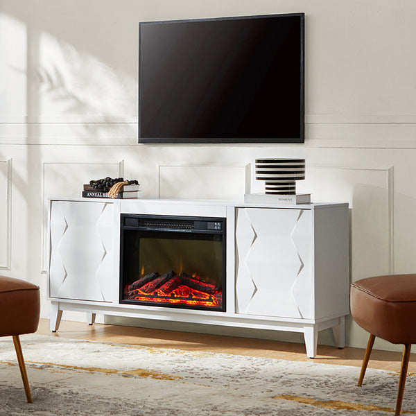 Barbara 58'' wide Traditional TV stand with  Electric Fireplace