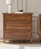 Jules Classic Solid Wood 3-Drawer End Table with USB Ports