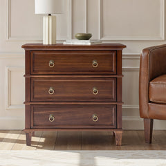 Jules Classic Solid Wood 3-Drawer End Table with USB Ports