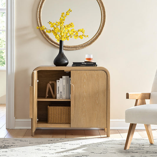 Vittorio Modern Solid Wood Accent Cabinet – Minimalist Storage Console for Living Room