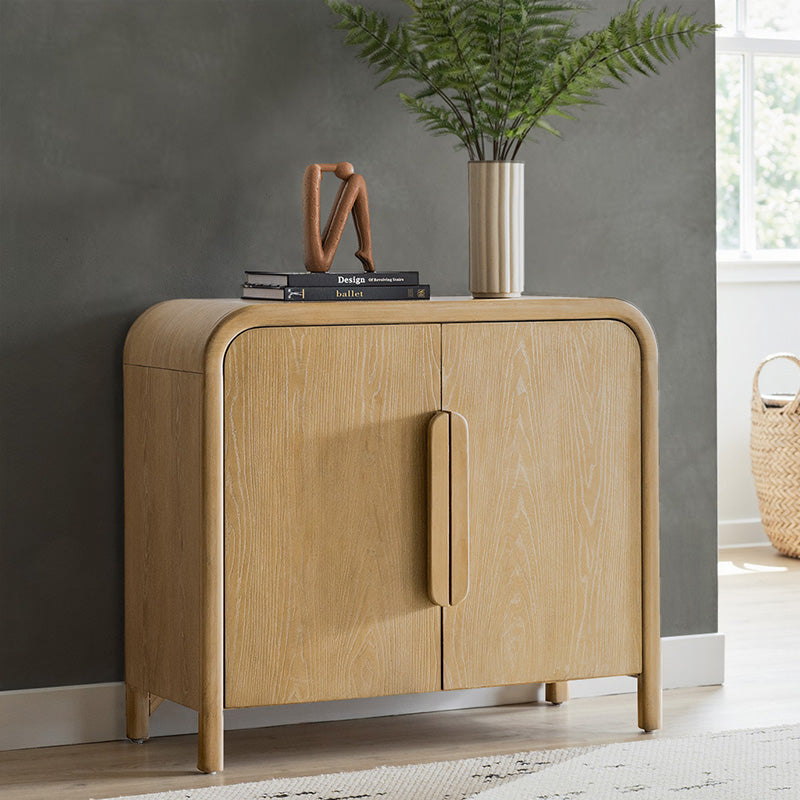 Vittorio Modern Solid Wood Accent Cabinet – Minimalist Storage Console for Living Room