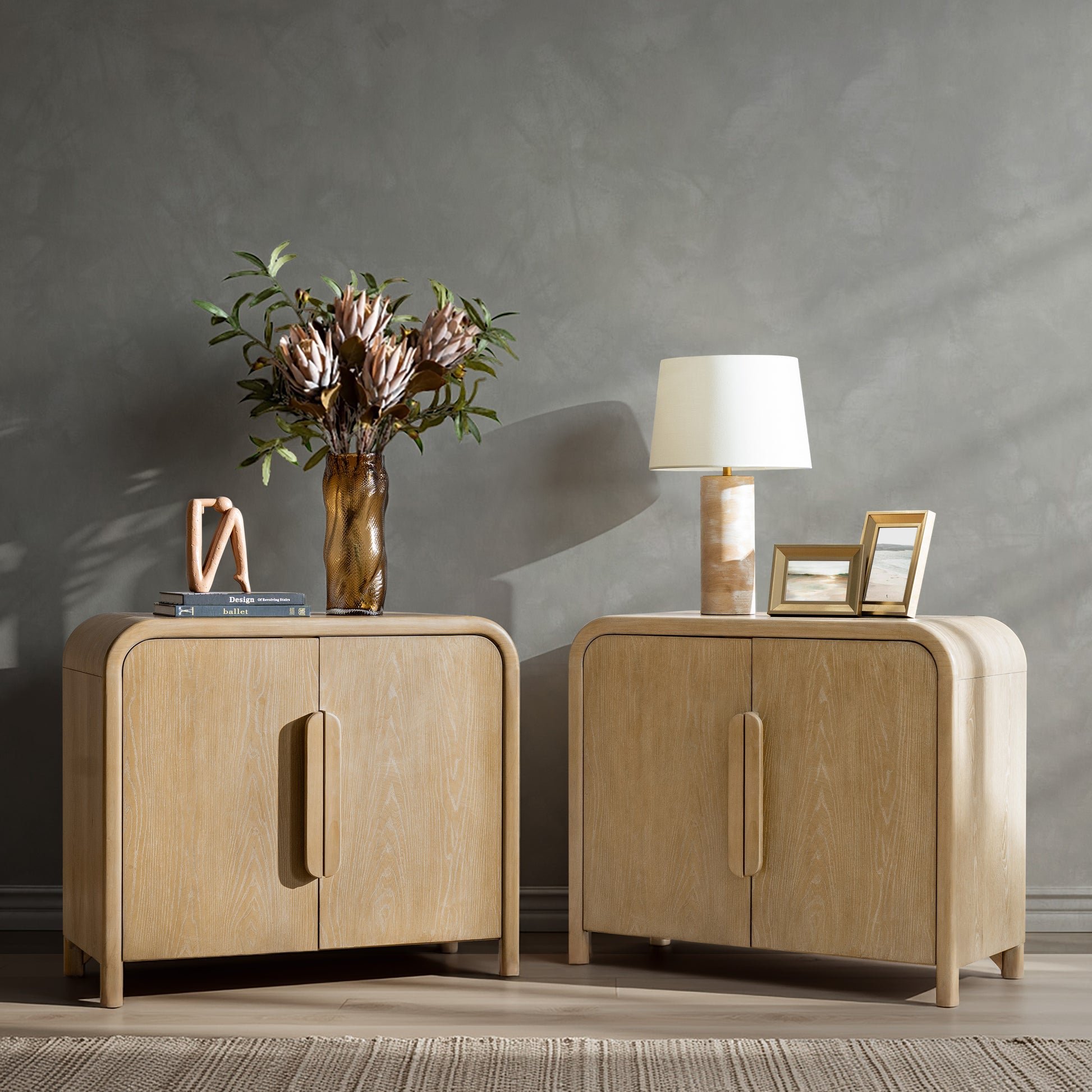 Vittorio Modern Solid Wood Accent Cabinet – Minimalist Storage Console for Living Room