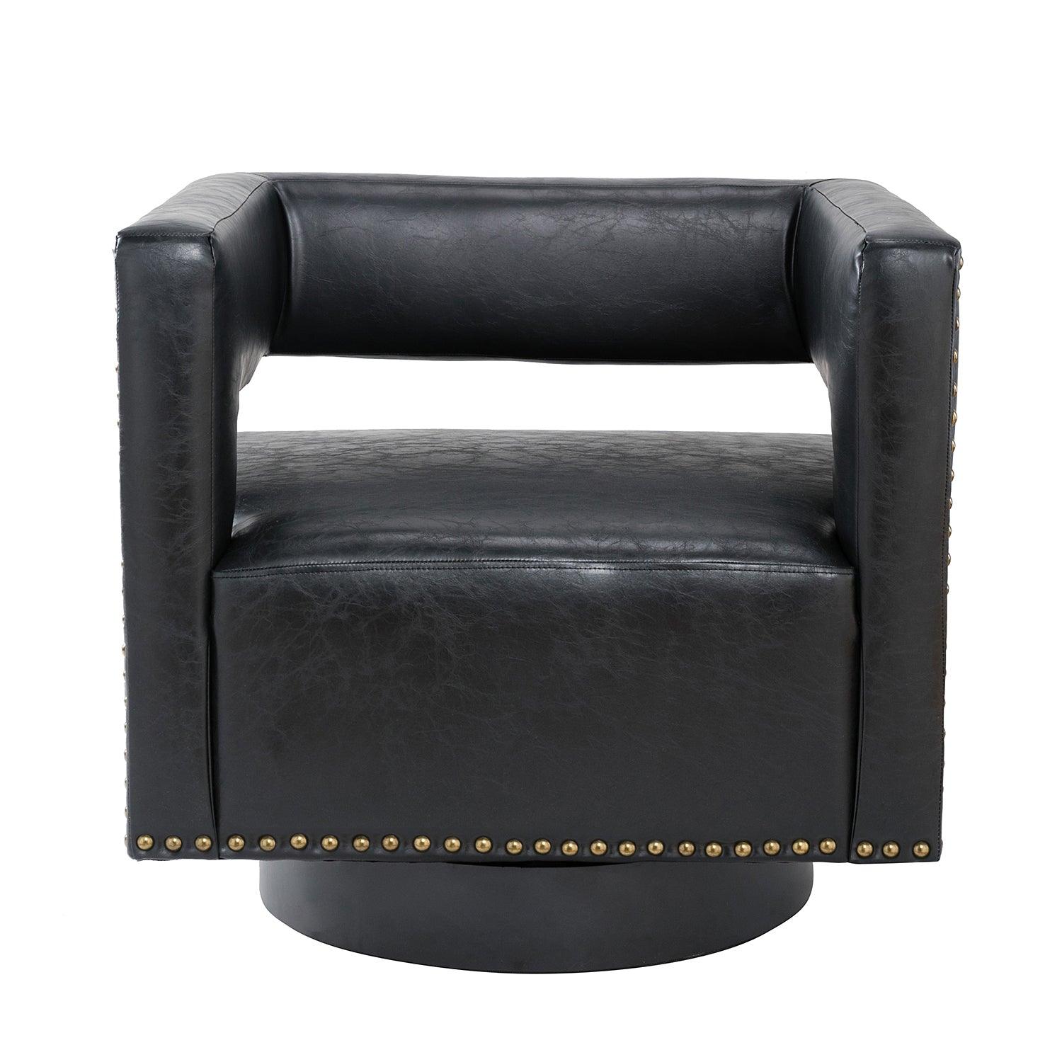 Martaci Vegan Leather Swivel Barrel Chair - Hulala Home