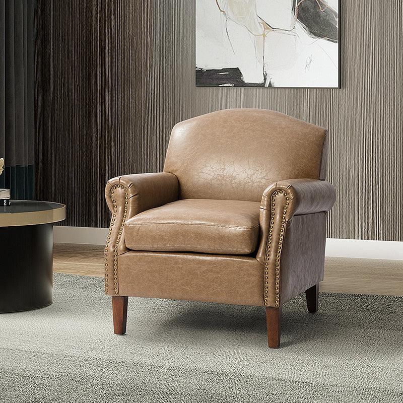 Taupe leather online armchair