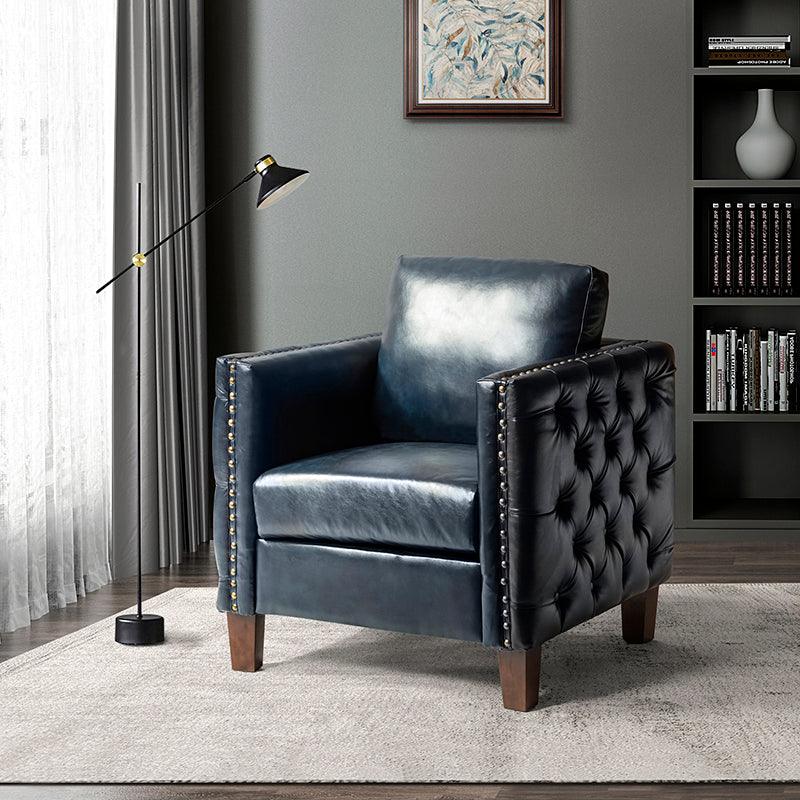 Paulo Vegan Leather Tufted Club Chair - Hulala Home