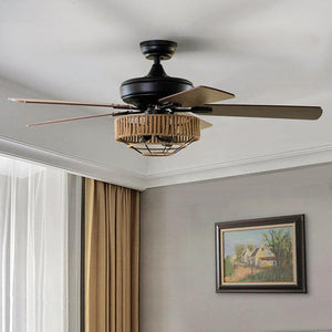 Mohenjo 5-Blade Remote Controlled 52" LED Ceiling Fan - Hulala Home