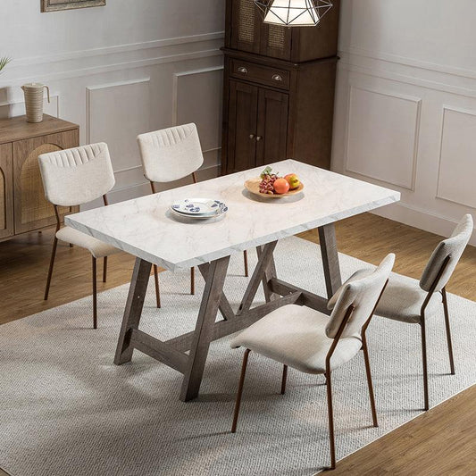 Caspian Faux Marble and Wood Dining Table - Hulala Home